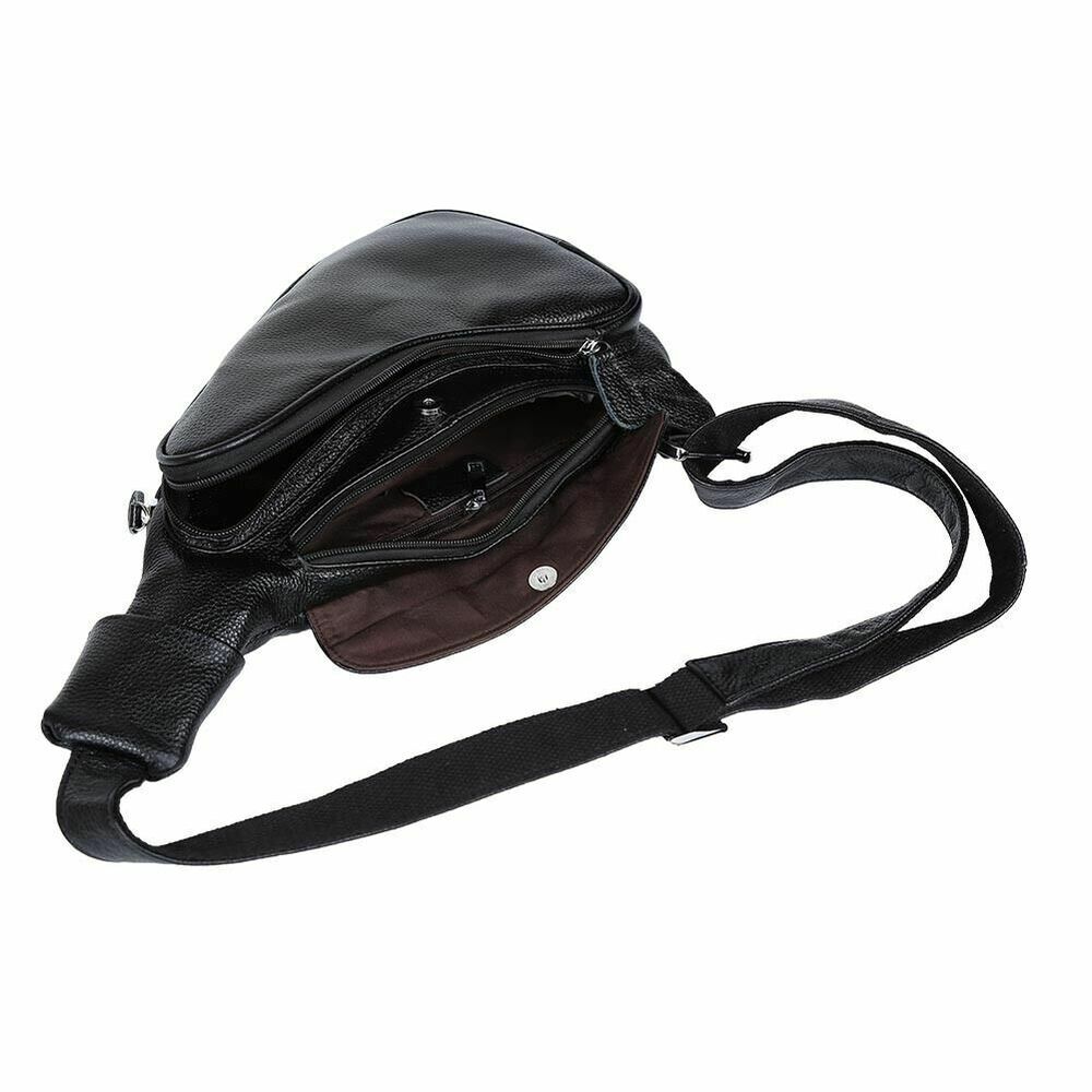 Men's Black Leather Satchel Chest Backpack Book Travel Work Bag Sling Cross Body