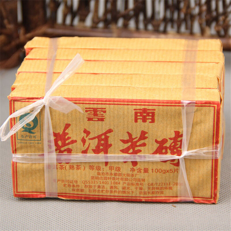 China 5pcs*100g Pu-erh Black tea cakes natural cooked tea manufactured old tea