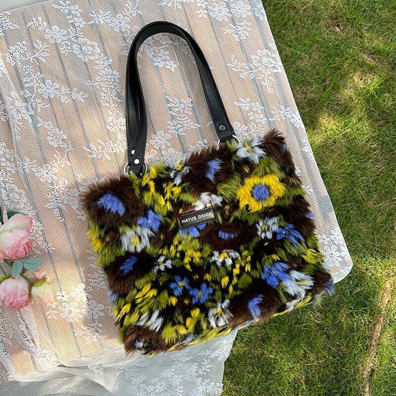 Bag Women Handbags Winter Shoulder Bags Floral Printing Large Capacity Tote Bag