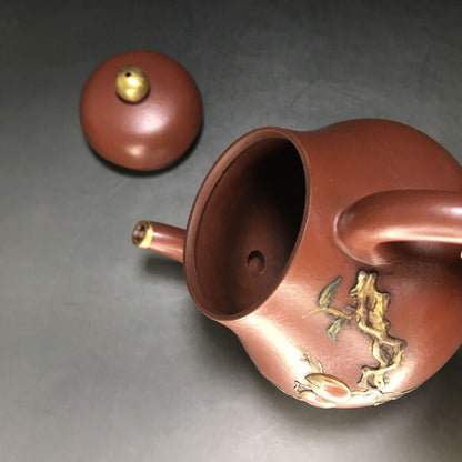 vintage chinese yixing purple clay teapot zisha ceremony carving Collectible art