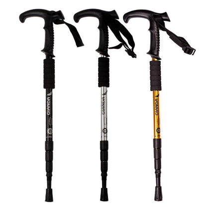 Outdoor Camping Hiking Trekking 4-section Adjustable Canes Folding Walking Poles