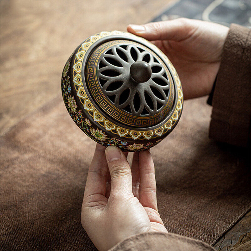 Chinese Incense Burner Ceramic Incense Bowl Indoor Buddhist Home Decor Tearoom