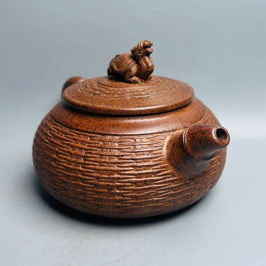 Chinese Yixing Purple Clay Teapot Zisha Ceramic Carving Dragon Turtle Teaware