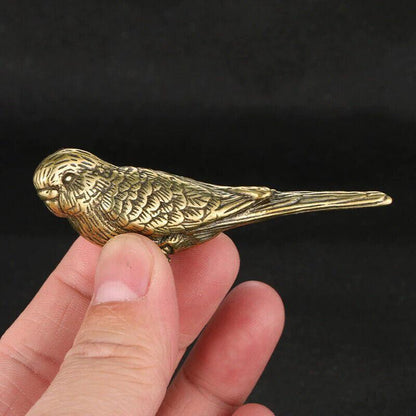 Metal Budgie Figurine Desk Ornament Statue Sculpture Parakeet Budgerigar Parrot