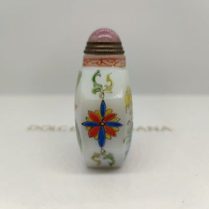 vintage chinese peking glass snuff bottle painted bird signed Collectibles glaze
