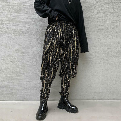 Sequins Men Pants Harem Hiphop Baggy Harajuku Gold Stage Party trousers pants