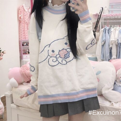 Sanrio Cinnamoroll loose Sweater 2023 casual Knitting Coat JK Girls sweet tops