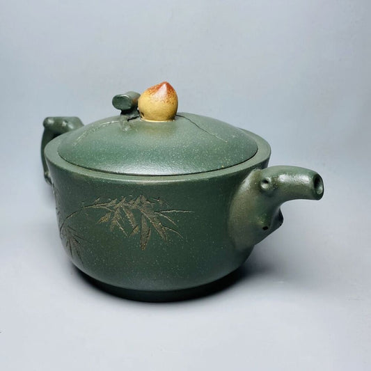 Vintage Chinese Yixing Purple Clay Teapot Zisha Ceremony Fashion Bamboo Teaware