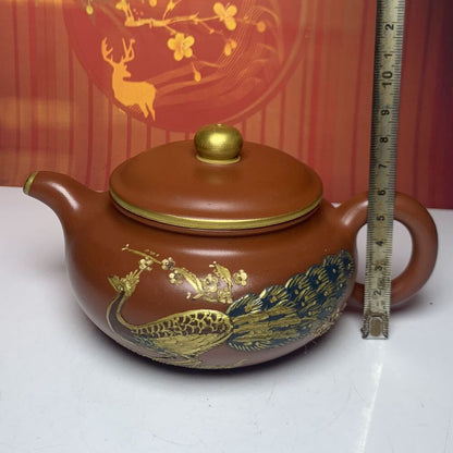 Chinese Yixing Purple Clay Teapot Zisha Ceremony Nice Peacock Teaware Collect