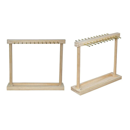 Jewelry Organizer Wooden Necklace Display Stand Chains Earrings Rack 30x26x7.5cm