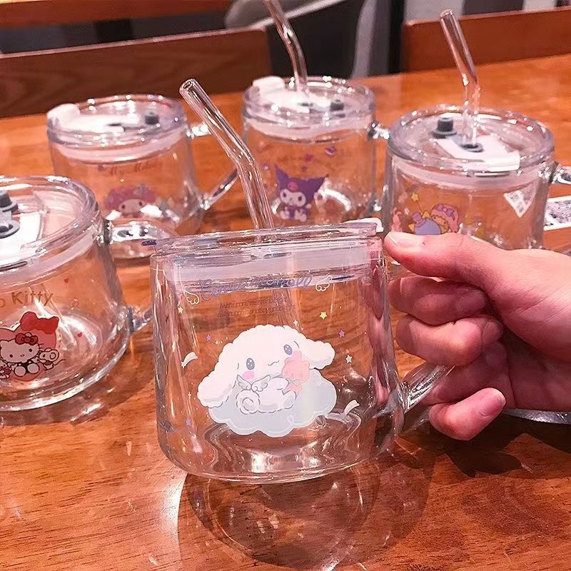 Kuromi Big Belly Straw Water Cup Milk Juice Drink Water Cup Cute Cartoon
