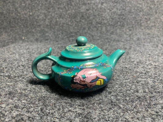 Fine Chinese famille rose purple clay hand drawing Gender art pattern teapot