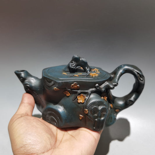 Chinese Yixing Zisha Clay Handmade Exquisite Teapot（树桩壶 底款：时大彬）