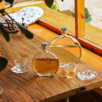 Sealed Glass Bottle Vodka Whisky Fruit Wine Green Plum Round Hip Flask 250 500ml
