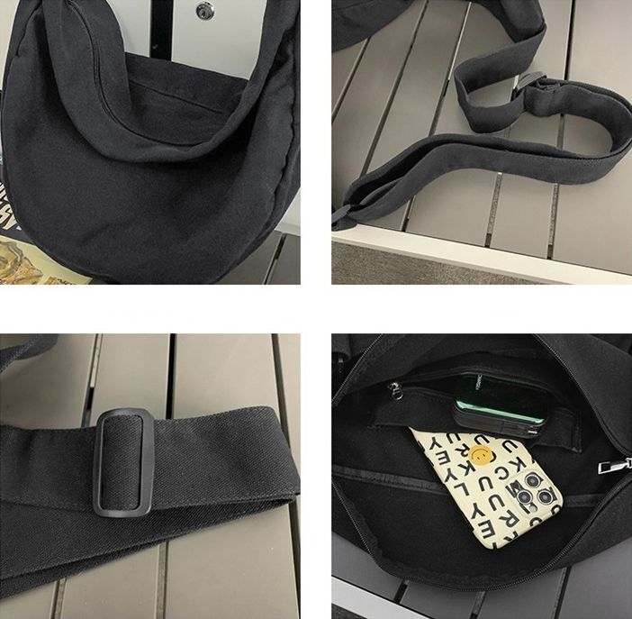 Canvas Fabric Grunge Big Soft Slouchy Hobo Bag Laptop Weekender Side Shoulder