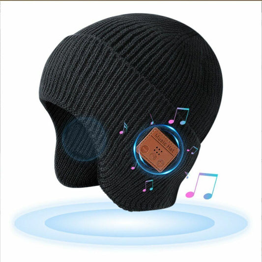 Bluetooth 5.0 Earphone Beanie Thermal Knitted Hat Ear Cover Wireless Headphone