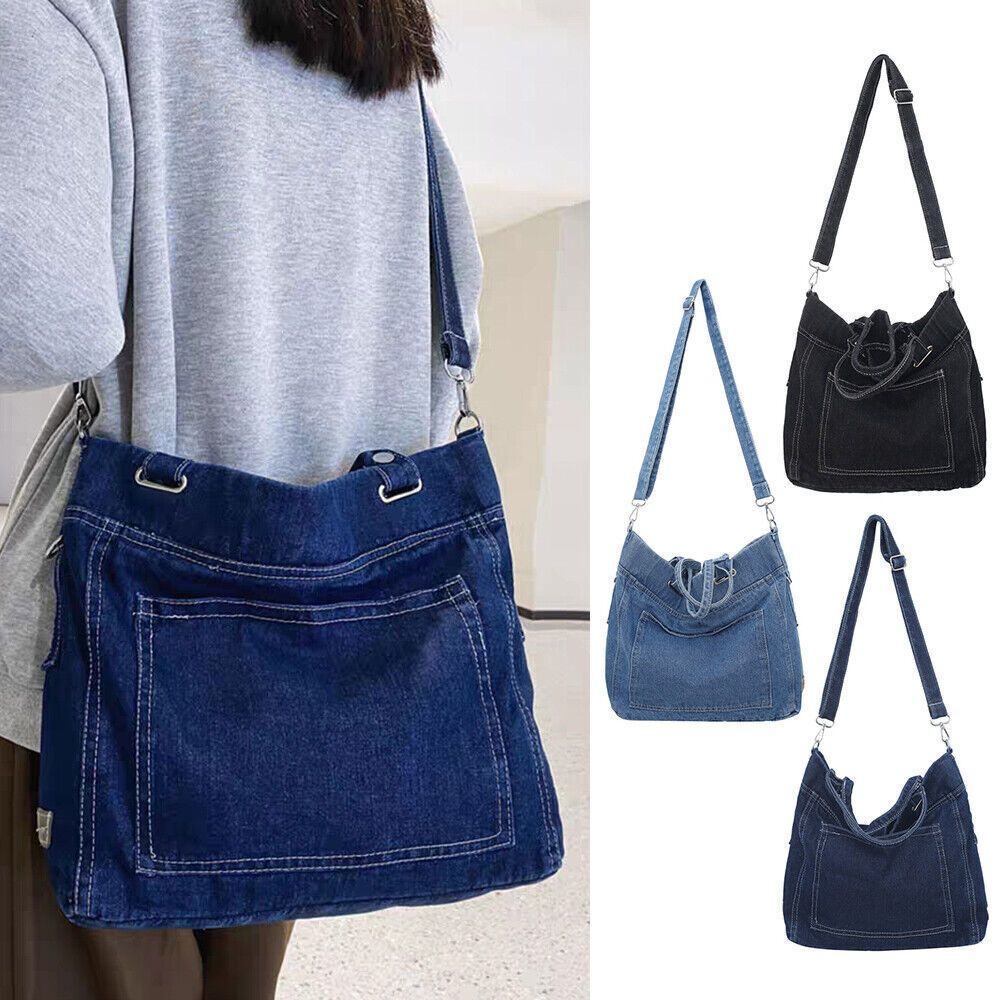 Women's Denim Crossbody Bags Casual Tote Bag Shoulder Handbag Jean Travel Purse