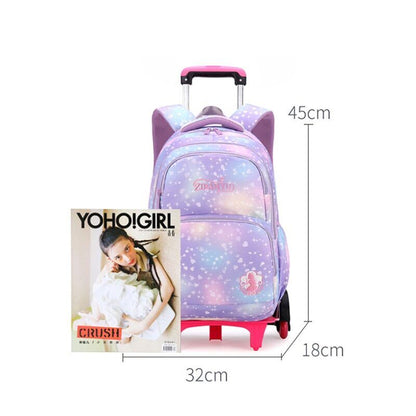 Children School bag Wheels Students Backpack Girls Bag Schoolbag Backpack