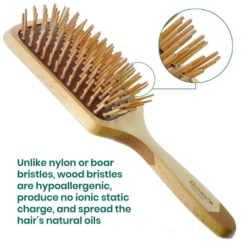 Eco Friendly Wooden Bristle Hairbrush Large Detangling Brush and Hair Growth