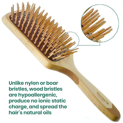 Eco Friendly Wooden Bristle Hairbrush Large Detangling Brush and Hair Growth