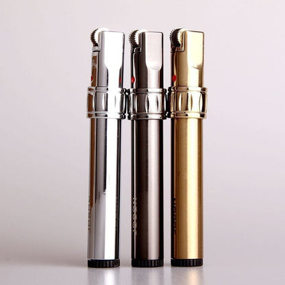 NEW Flint Wheel Lighter Windproof Butane Gas Jet Metal Creative Stick Lighters,