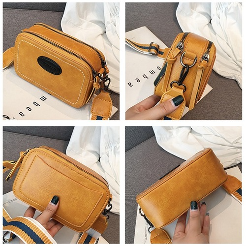 Vintage Printing Wide Strap Crossbody Bags Women Lady Shoulder Bag