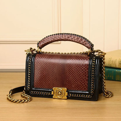 Real Pythonskin Women's Luxury Chain Bag, Sling Shoulder Bag Small Handbags