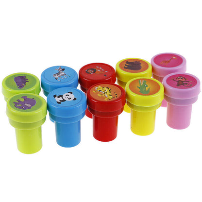 10Pc animal Self-ink Stamps Goody Bag Pinata Fillers Kids Birthday Party Fav3-ca