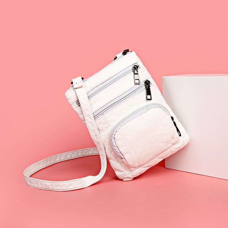 Crossbody Bags Vintage Messenger Bags Multi-pocket Purse Shoulder Bags Leather