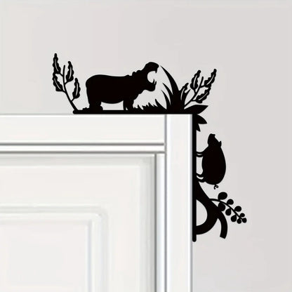 1pc Metal Creative Animal Decorative Wall Stickers Door Corner Decoration Door
