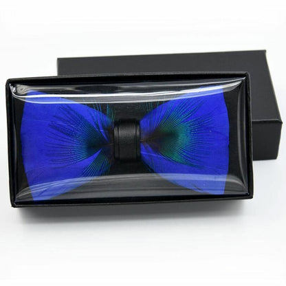 Men's Luxury Bowtie 12x5cm Peacock Feather Leather Bow Ties Fashion Party Formal