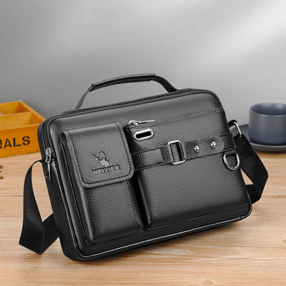 Men's PU Leather Briefcase Shoulder Messenger Bag Crossbody Handbag Satchel Bag