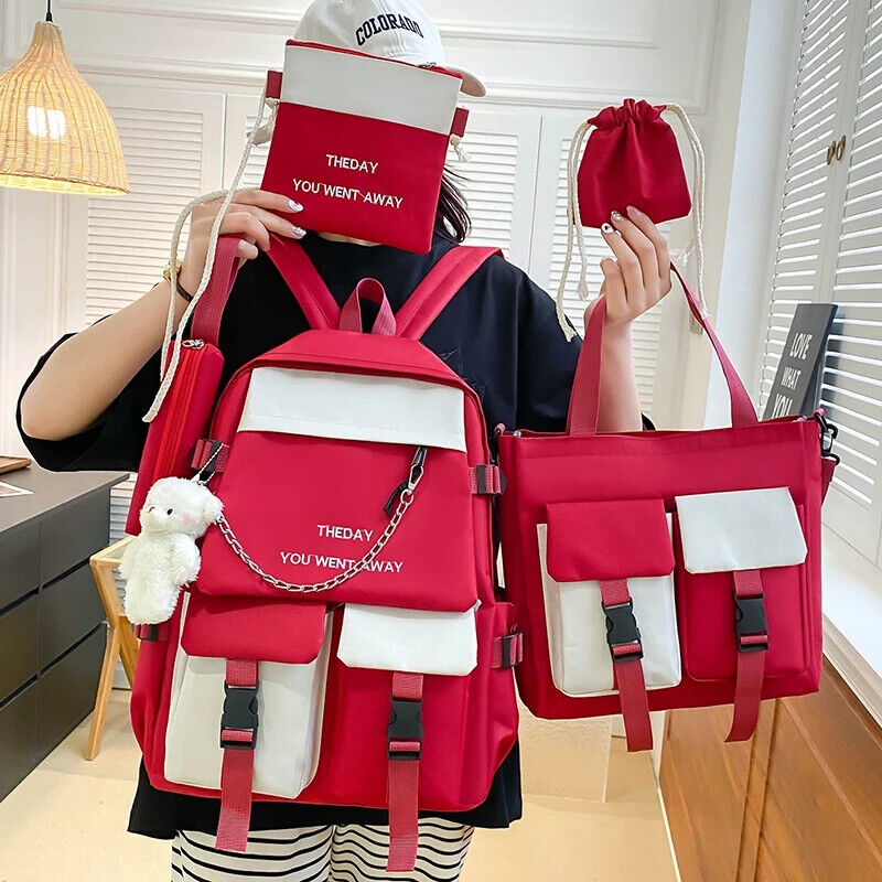 Women Backpack Nylon School Bag for Girls Multiple Pockets Bookbags