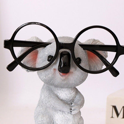 Cute Koala Figurines Glasses Holder Resin Statue Eyeglasses Pen Display Stand