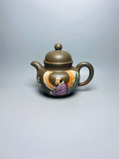 Chinese Yixing Zisha Clay Handmade Exquisite Teapot （掇球珐琅彩 底款：金鼎商标）