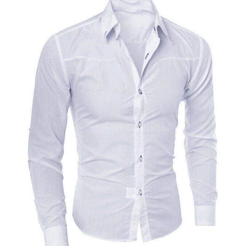 Men Dress Shirt Non Iron Long Sleeve Business Formal Regular Fit Office