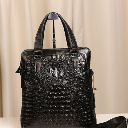 100% Genuine Leather Men's Business Handbags Crocodile Crossbody Shoulder Bags