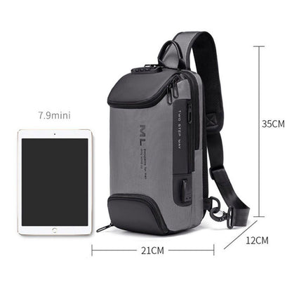 Men Anti-theft Lock Shoulder Bags USB Charging Crossbody Travel Chest Bag Pack