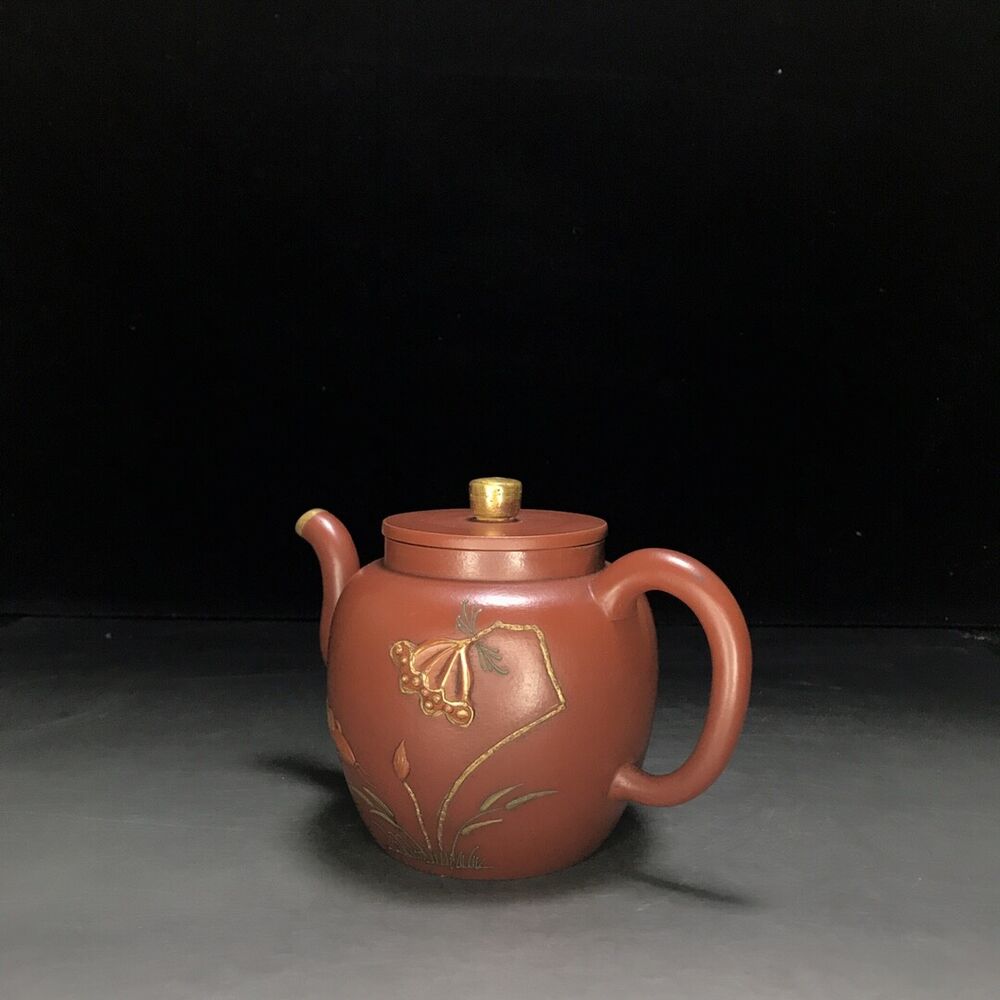 vintage chinese yixing purple clay teapot zisha ceremony carving Collectible art