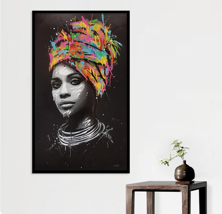 HD creative spray painting graffiti color headscarf canvas oil painting