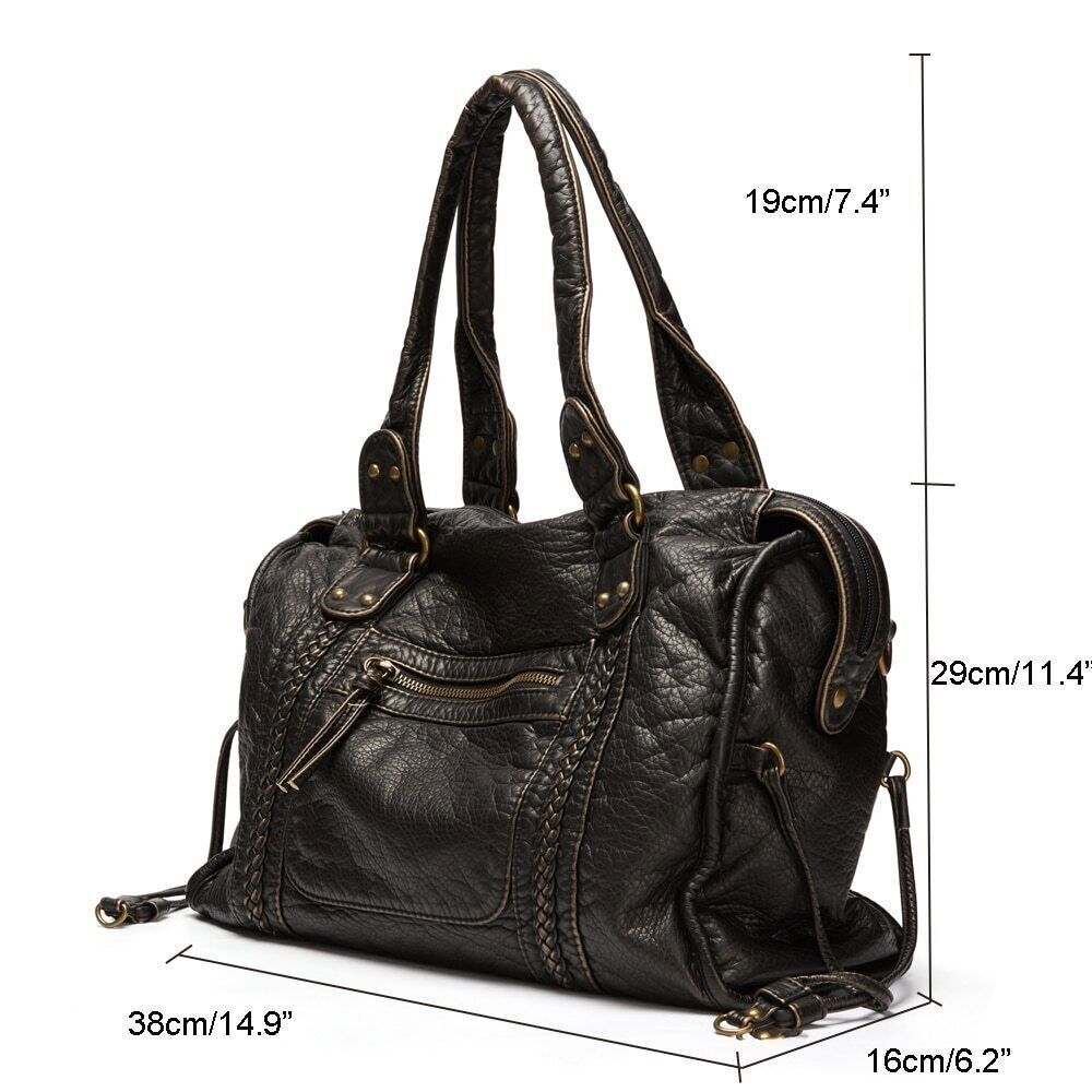 Women Handbag Pu Leather Tote Bag Washed Leather Shoulder Bag Bag for Women