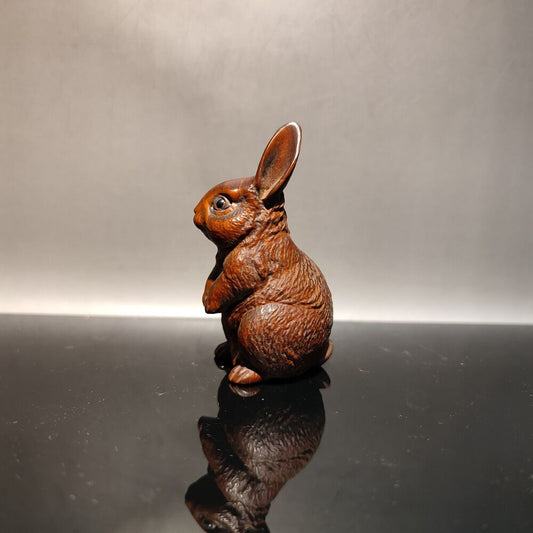 Fine wooden statue and figurines rabbit sculpture wood carving children gift art