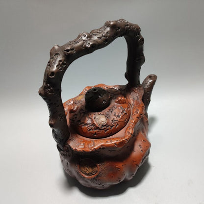 Vintage Chinese Yixing Purple Clay Teapot Zisha Ceremony Carving Collectible Art