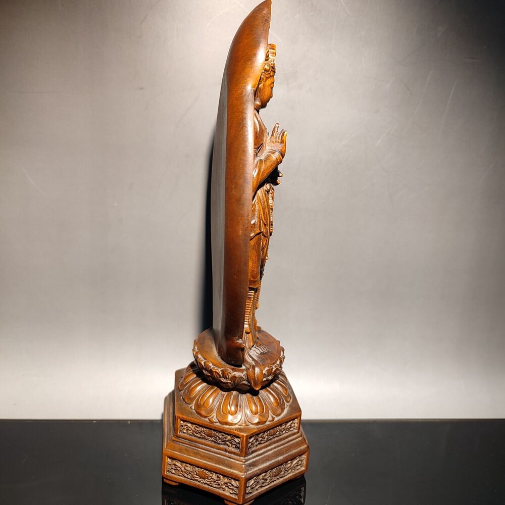 vintage wooden ornaments carved wood statue buddha kwan yin guanyin praying rare