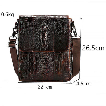 100% Genuine Leather Men's Shoulder Bag Crocodile Crossbody Bag 8" Messenger Bag