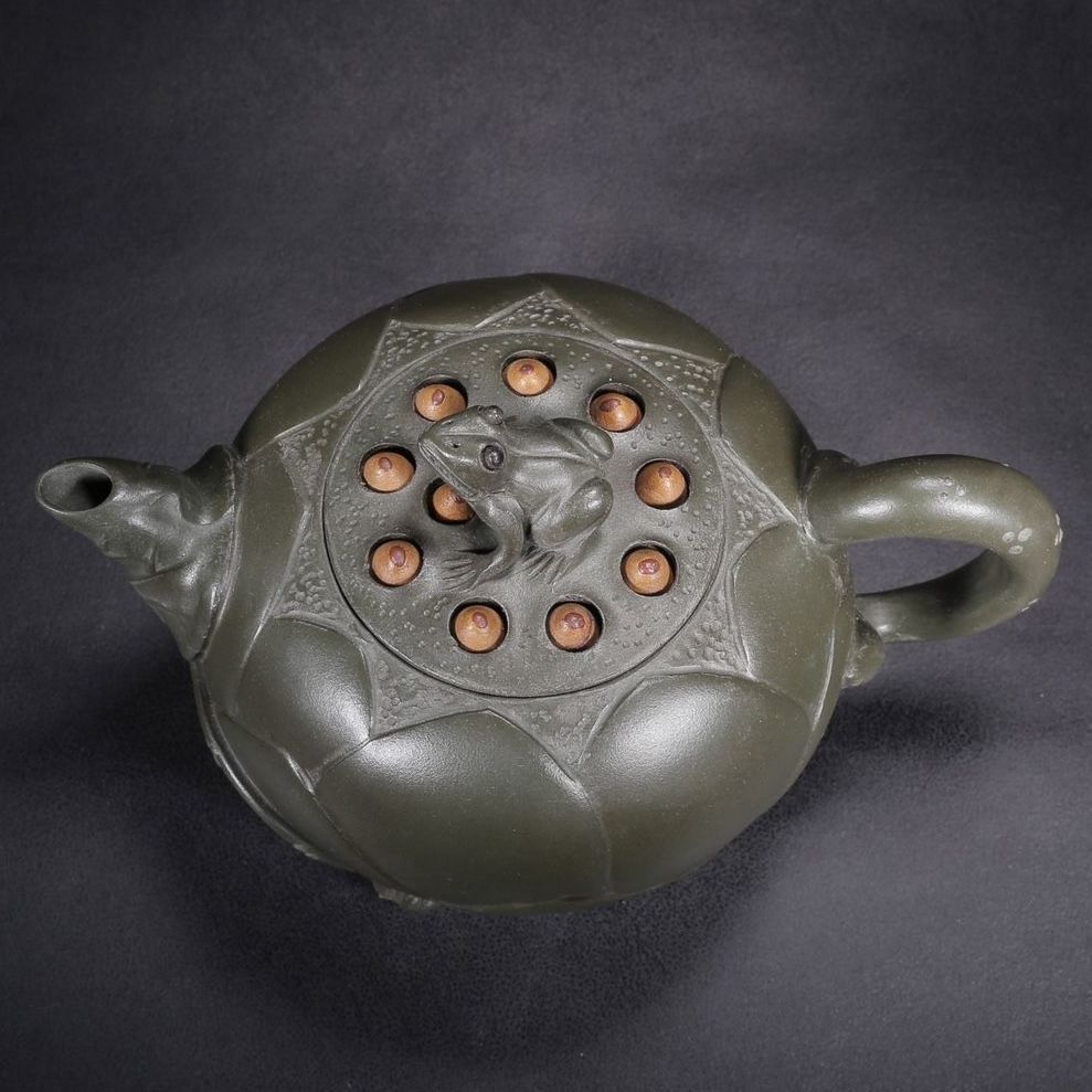 Vintage Chinese Yixing Purple Clay Teapot Zisha Ceremony Fine Frog Lotus Teaware