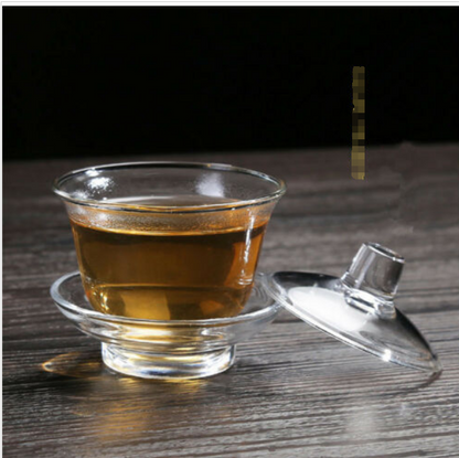 100ml glass gaiwan clear color promotions tea cup bowl with coaster lid tureen