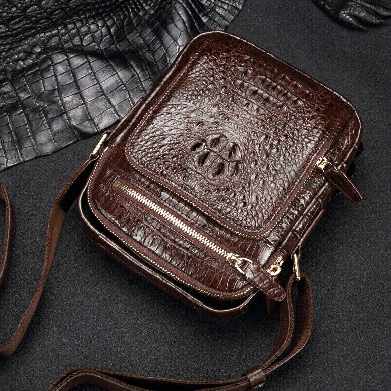 Handcrafted Nile Crocodile Skin Leather Shoulder bag Men's Luxury 8inch Handbags