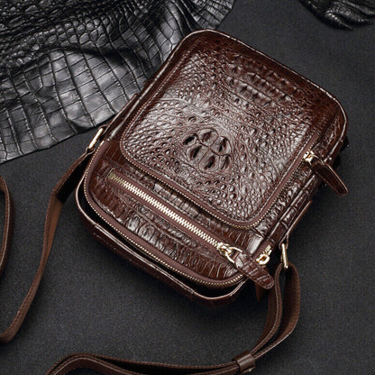 Handcrafted Nile Crocodile Skin Leather Shoulder bag Men's Luxury 8inch Handbags