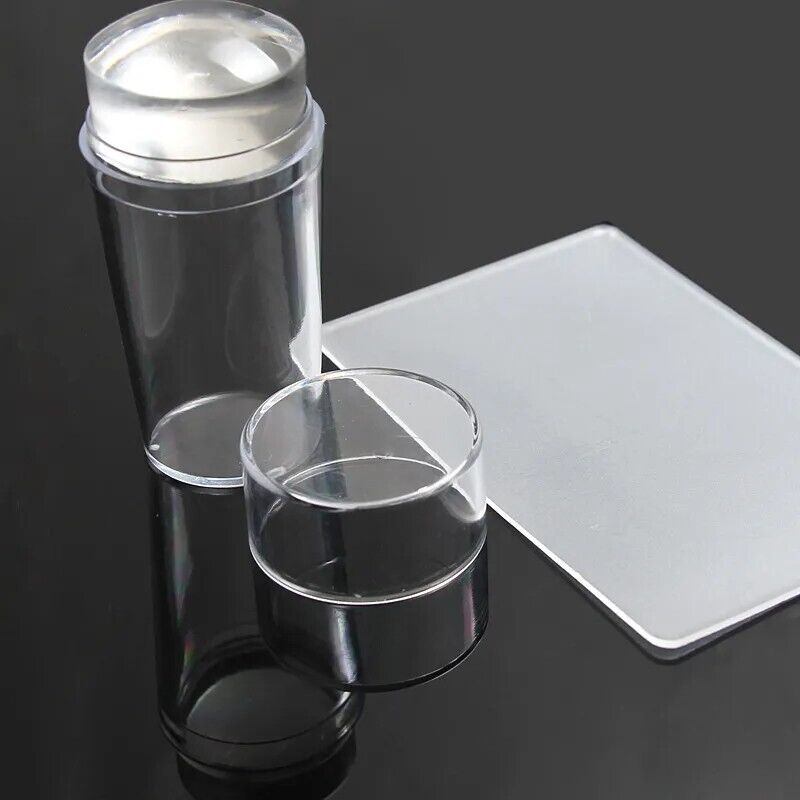 Nail Art Tools Stamper 2Pcs Big Square Transparent Scraper Image Plates Stamping